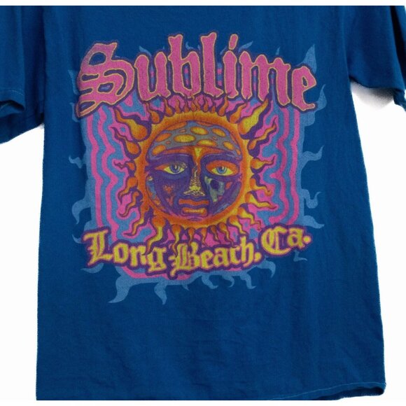 Sublime Mens Blue Cotton T Shirt Graphic Tee Long Beach CA Casual Short Sleeve S - Picture 4 of 8